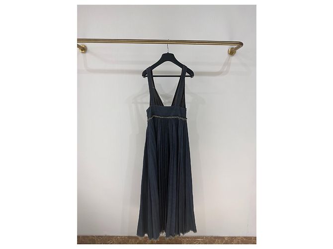 Autre Marque Dior Kleid aus schwarzem Denim plissiert Mehrfarben - Ansicht 2