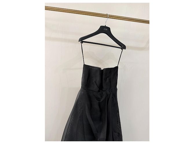 Autre Marque Dior Abendkleid aus schwarzem Tüll trägerlos Wickeloptik Mehrfarben - Ansicht 3