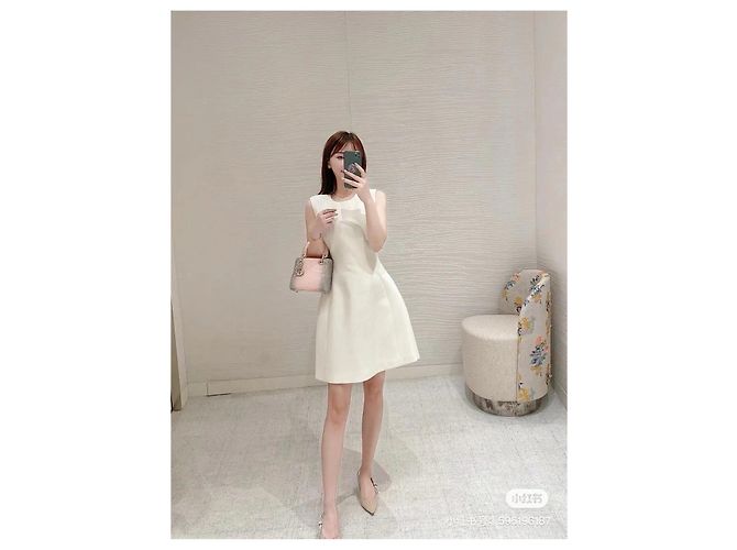 Autre Marque Vestido Dior Branco de Lã e Seda Multicor - vista 6