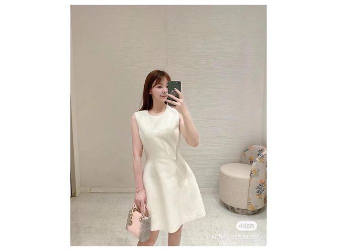Autre Marque Vestido Dior Branco de Lã e Seda Multicor - vista 7
