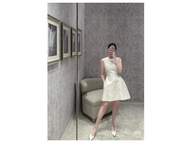 Autre Marque Vestido Dior Branco de Lã e Seda Multicor - vista 8