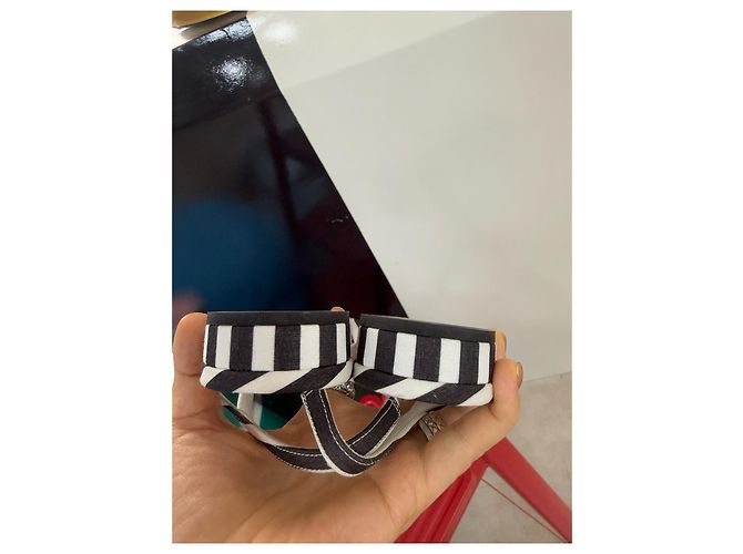 Chanel Ballerine Slingback Multicolore a Righe in Tessuto 37 - vista 5