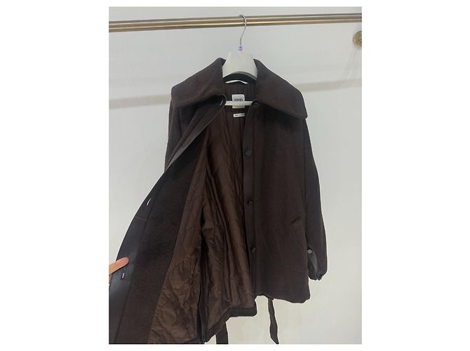 Cappotto Hermès in cashmere e alpaca marrone Taglia 38 Multicolore - vista 3