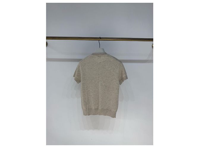 Malha Hermès de cashmere bege de manga curta Multicor - vista 2