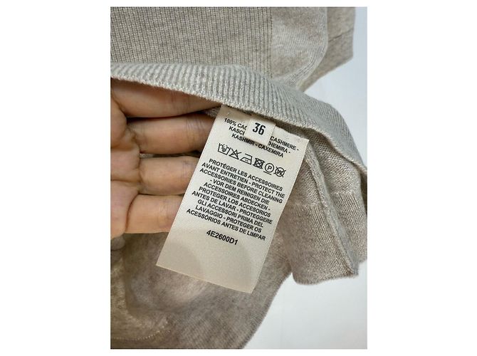 Malha Hermès de cashmere bege de manga curta Multicor - vista 5