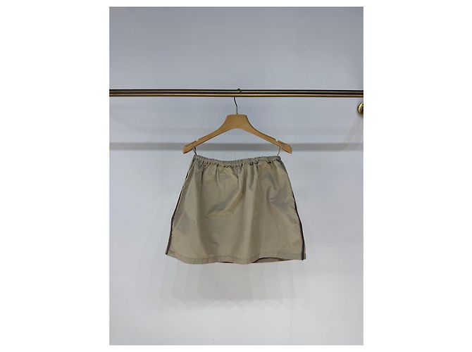 Gonna Miu Miu Beige in Nylon con Logo Multicolore - vista 2