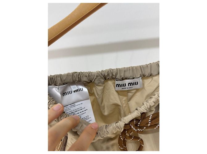 Gonna Miu Miu Beige in Nylon con Logo Multicolore - vista 4