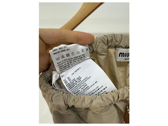 Gonna Miu Miu Beige in Nylon con Logo Multicolore - vista 5