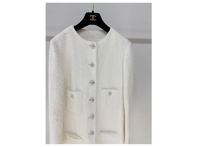 Chanel White Tweed Jacket Size 36 Multiple colors - view 4