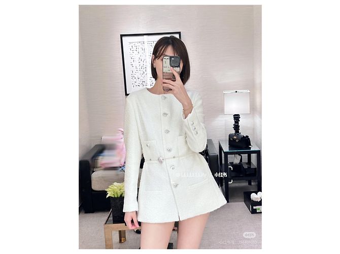 Chanel White Tweed Jacket Size 36 Multiple colors - view 8