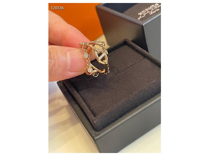 Hermès Pig nose Ring aus Gelbgold mit Strass Mehrfarben - Ansicht 4