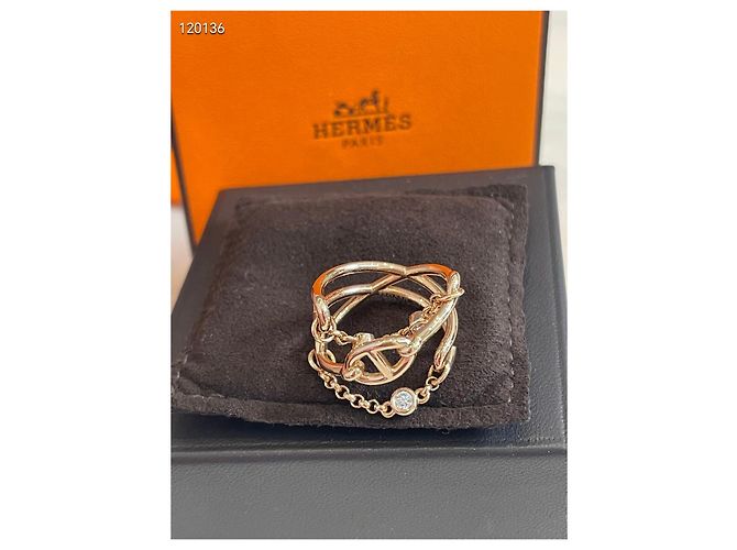 Hermès Pig nose Ring aus Gelbgold mit Strass Mehrfarben - Ansicht 5