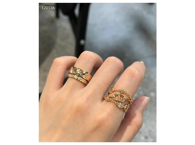 Hermès Pig nose Ring aus Gelbgold mit Strass Mehrfarben - Ansicht 6