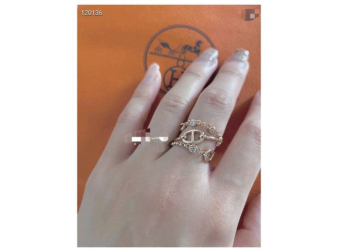 Hermès Pig nose Ring aus Gelbgold mit Strass Mehrfarben - Ansicht 7