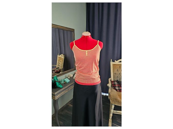 Set Cardigan e Canottiera in Cotone e Cashmere a Righe Eric Bompard Rosa Beige - vista 6