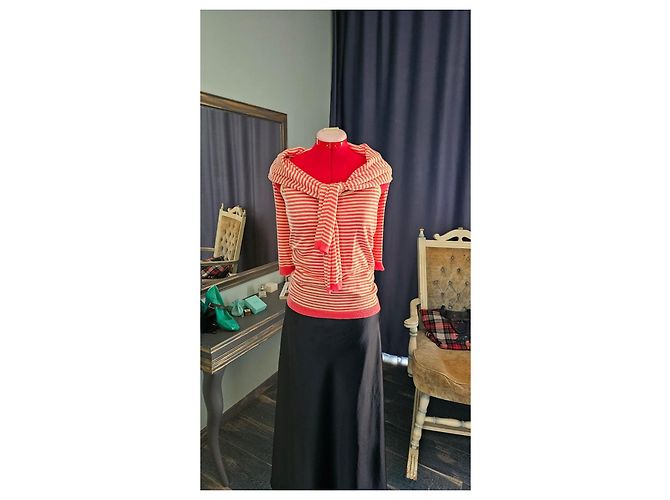 Set Cardigan e Canottiera in Cotone e Cashmere a Righe Eric Bompard Rosa Beige - vista 7