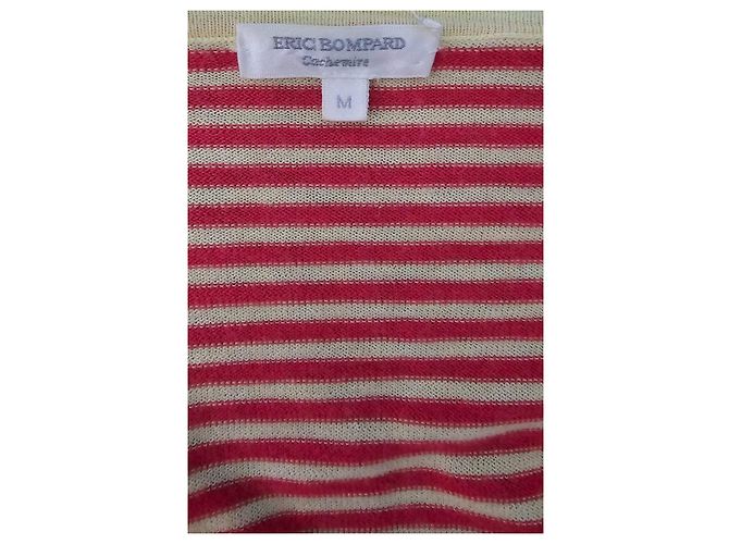 Set Cardigan e Canottiera in Cotone e Cashmere a Righe Eric Bompard Rosa Beige - vista 9