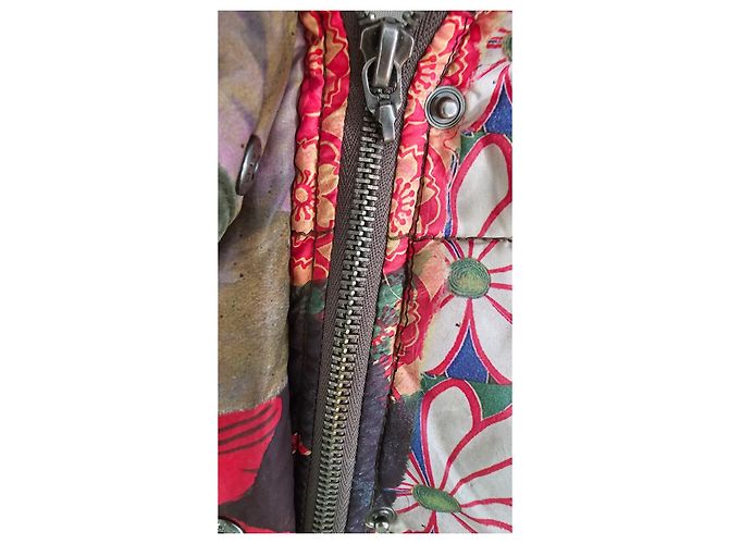 Giacca puffer John Galliano con stampa floreale patchwork e bordo in pelliccia Marrone Rosa Rosso Multicolore Verde - vista 10