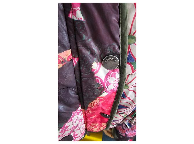 Giacca puffer John Galliano con stampa floreale patchwork e bordo in pelliccia Marrone Rosa Rosso Multicolore Verde - vista 8