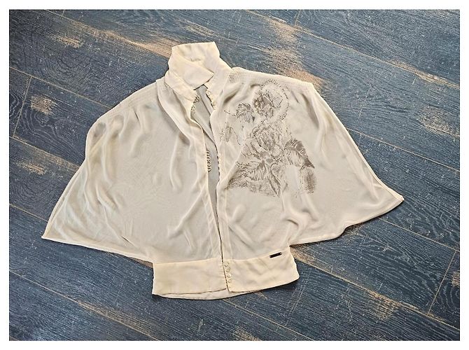 Blusa in seta Galliano con ricami floreali Crudo - vista 5
