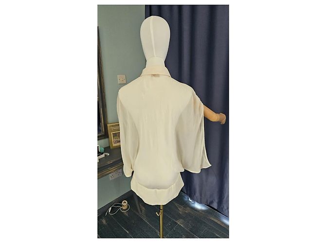 Blusa in seta Galliano con ricami floreali Crudo - vista 9