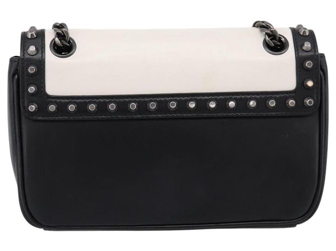 Prada Chain Flap Studded Glace Calf Small Blanco - vista 2