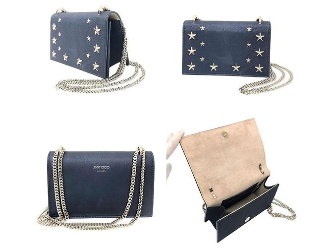 Borsa a tracolla in pelle con catena Jimmy Choo Blu navy - vista 2