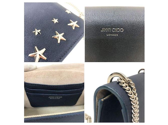 Borsa a tracolla in pelle con catena Jimmy Choo Blu navy - vista 4