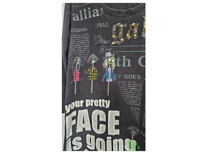 Camiseta Galliano de mezcla de algodón negra con estampado gráfico Negro - vista 5