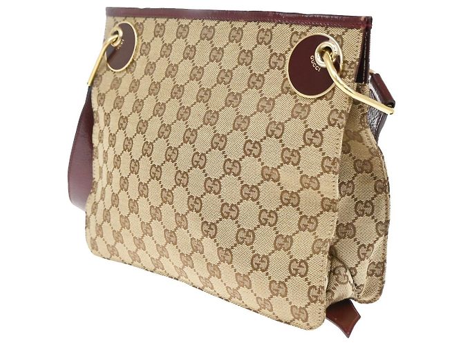 Borsa a tracolla Gucci in canvas Beige - vista 4