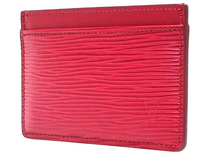 Louis Vuitton Porte Cartes Simple Card Holder Epi Leather Rosso - vista 2
