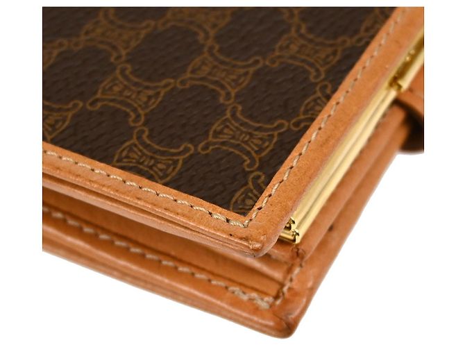 Céline Celine Bifold Triomphe Coated Canvas Compact Marrom - vista 6