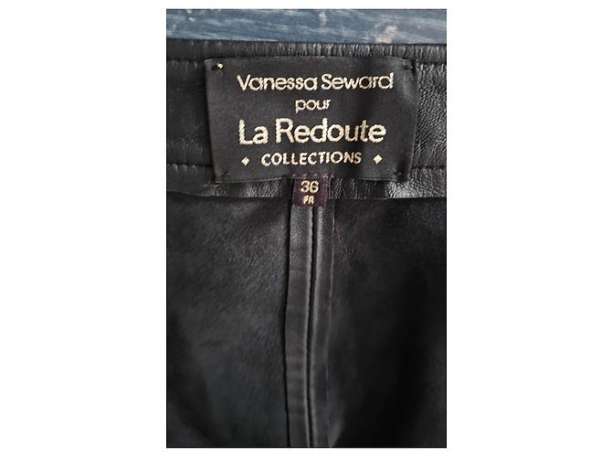 Falda midi de cuero negra con botones Vanessa Seward para La Redoute Collections Negro - vista 4