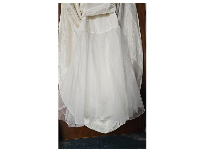 Autre Marque Helen Marina Elfenbeinfarbenes Seiden-Duchess-Kleid Weiß - Ansicht 6