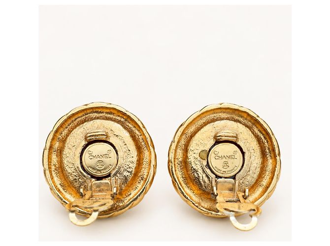 Chanel Clip-On Ohrringe roter Cabochon vergoldet Golden Bordeaux - Ansicht 3