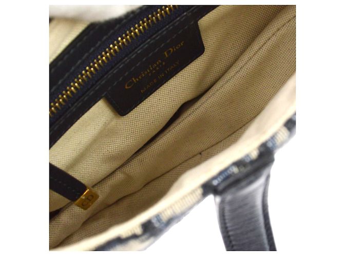 Borsa a mano Saddle Christian Dior con tracolla in tela Oblique Medium Blu navy - vista 3