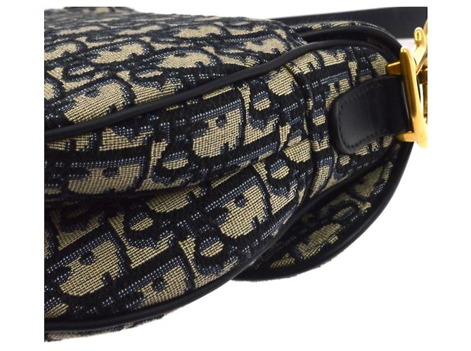Borsa a mano Saddle Christian Dior con tracolla in tela Oblique Medium Blu navy - vista 6