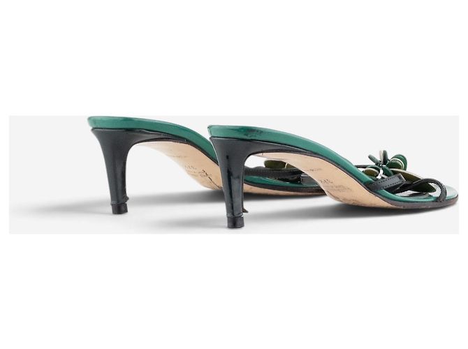 Mules Sandali Miu Miu SS03 Foresta con paillettes e tacco kitten Verde - vista 3