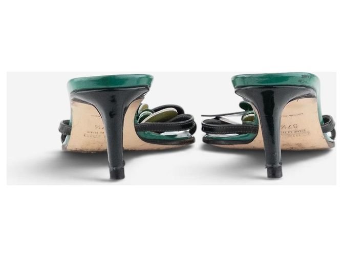 Mules Sandali Miu Miu SS03 Foresta con paillettes e tacco kitten Verde - vista 7
