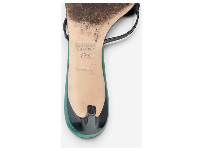 Mules Sandali Miu Miu SS03 Foresta con paillettes e tacco kitten Verde - vista 8