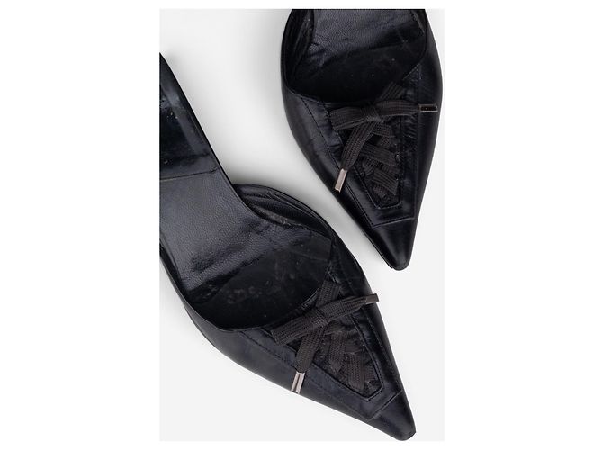 Autre Marque Mules kitten heel con corsetto stringato Dior by Galliano SS02 Nero - vista 2