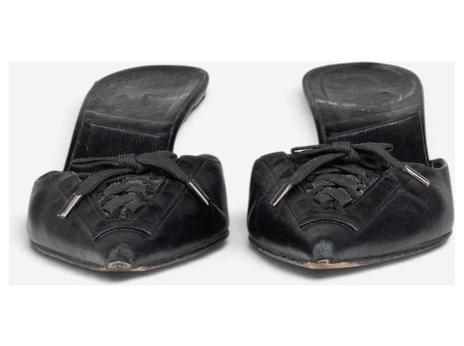 Autre Marque Mules kitten heel con corsetto stringato Dior by Galliano SS02 Nero - vista 6