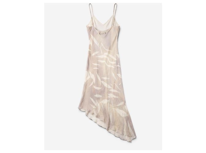Roberto Cavalli asymmetrisches Sommer-Maxikleid mit Rüschen aus den 2000ern Beige - Ansicht 2