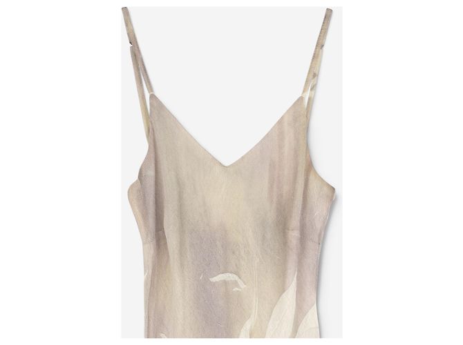 Roberto Cavalli asymmetrisches Sommer-Maxikleid mit Rüschen aus den 2000ern Beige - Ansicht 4