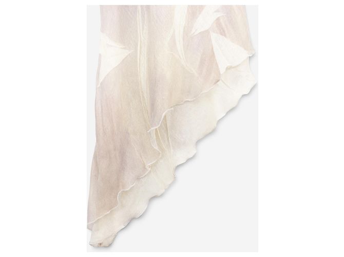 Roberto Cavalli asymmetrisches Sommer-Maxikleid mit Rüschen aus den 2000ern Beige - Ansicht 5