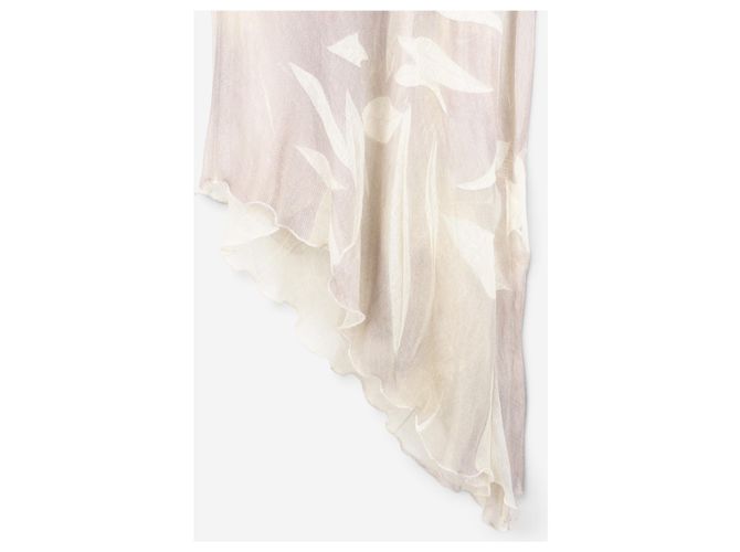 Roberto Cavalli asymmetrisches Sommer-Maxikleid mit Rüschen aus den 2000ern Beige - Ansicht 6