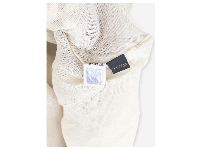 Roberto Cavalli asymmetrisches Sommer-Maxikleid mit Rüschen aus den 2000ern Beige - Ansicht 9