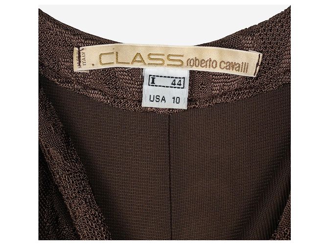 Abito maxi a balze stampa leopardata e floreale Roberto Cavalli anni 2000 Marrone - vista 8