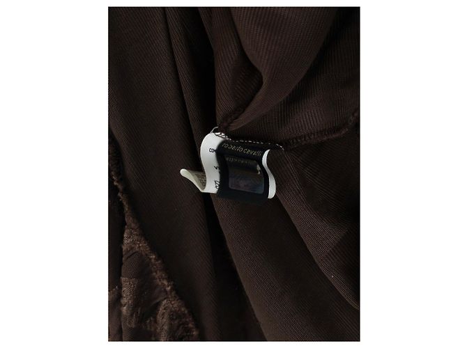 Abito maxi a balze stampa leopardata e floreale Roberto Cavalli anni 2000 Marrone - vista 9
