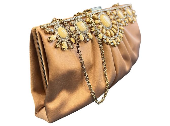 Clutch in raso Valentino rosa con ciondoli - vista 3